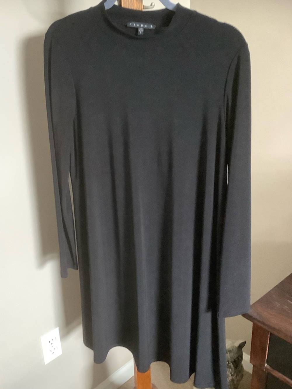 Eileen Fisher Black Long-Sleeve Swing Dress